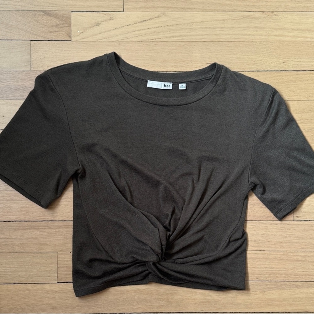 Wilfred Forest Green Twist-Front Crop Tee M
